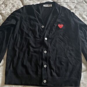 Comme des Garçons Play Black Cardigan Sweater XL